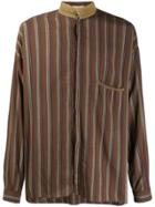 Versace Vintage 1980's Striped Shirt - Brown