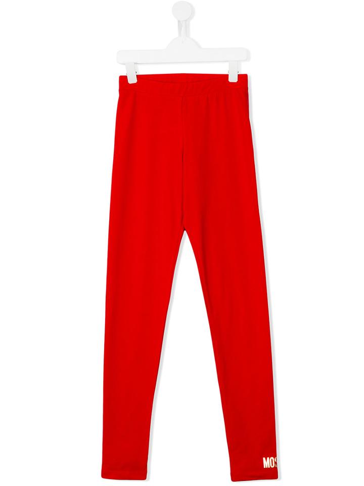 Moschino Kids - Logo Print Leggings - Kids - Cotton/spandex/elastane - 14 Yrs, Girl's, Red