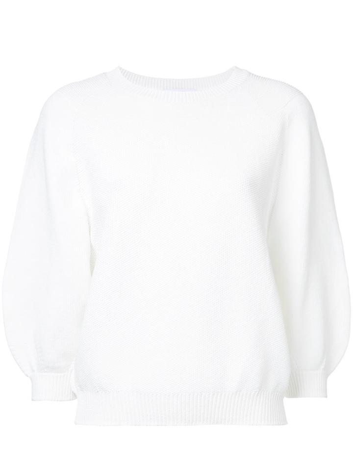 Astraet Balloon Sleeves Jumper, White, Polyester