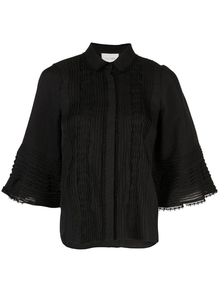 Alexis Micro-pleated Blouse - Black