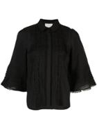 Alexis Micro-pleated Blouse - Black