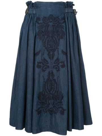 Ne Quittez Pas Pleated Mid-length Skirt - Blue