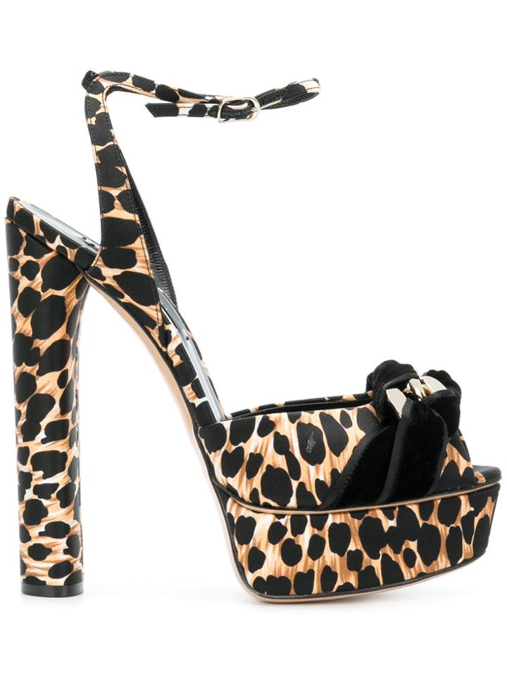 Casadei Leopard Print Sandals - Black