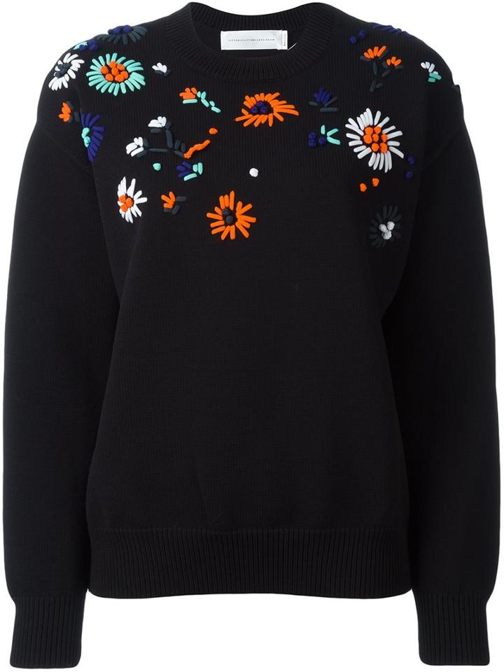 Victoria Victoria Beckham Flower Jumper, Women's, Size: 8, Black, Nylon