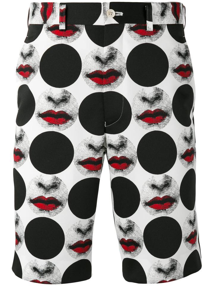 X Fornasetti Face Print Bermuda Shorts - Men - Polyester - L, White, Polyester, Comme Des Garçons Homme Plus