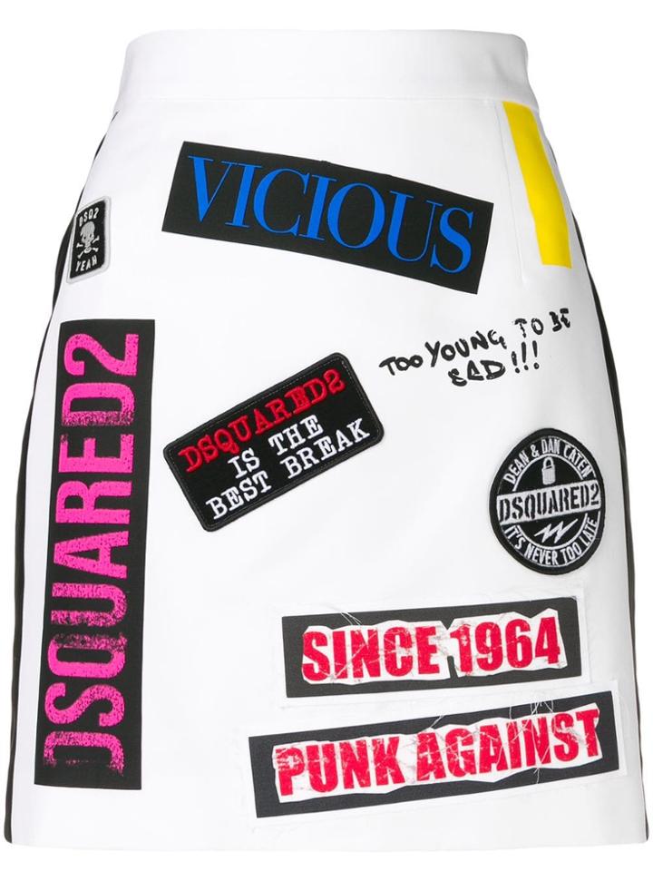 Dsquared2 Slogan Printed Skirt - White