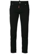 Dsquared2 - Cropped Twiggy Jeans - Women - Cotton/calf Leather/spandex/elastane - 46, Black, Cotton/calf Leather/spandex/elastane