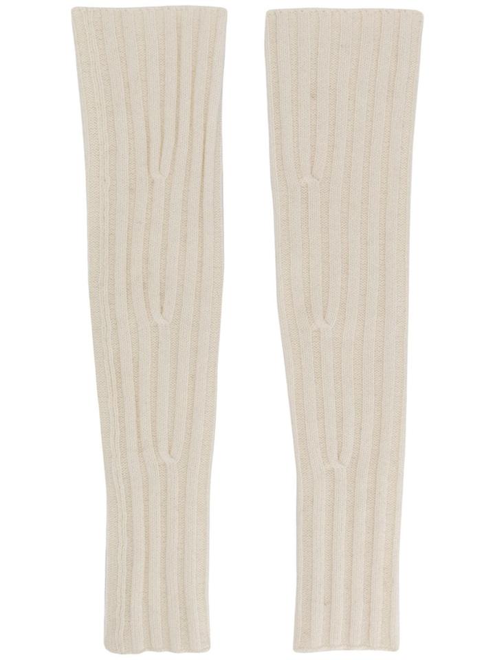 Cashmere In Love Ribbed Fingerless Aspen Gloves - White