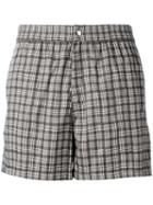 Brioni Checked Swimming Shorts, Men's, Size: Large, Brown, Cotton/polyamide