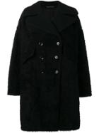 Yohji Yamamoto Furry Midi Coat - Black
