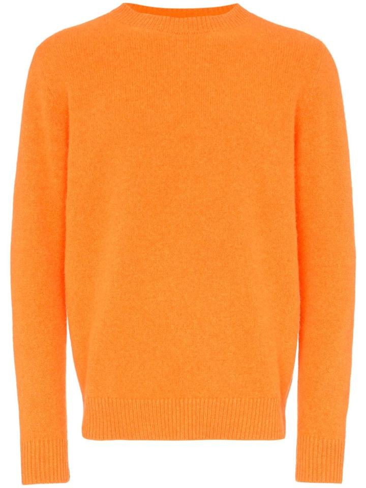 The Elder Statesman Orange Cashmere Crew Neck Sweater