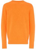 The Elder Statesman Orange Cashmere Crew Neck Sweater