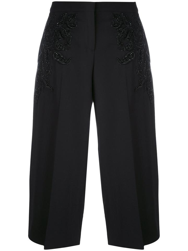 Alexander Mcqueen - Beaded Cropped Trousers - Women - Cupro/virgin Wool - 42, Black, Cupro/virgin Wool