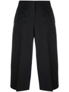 Alexander Mcqueen - Beaded Cropped Trousers - Women - Cupro/virgin Wool - 42, Black, Cupro/virgin Wool