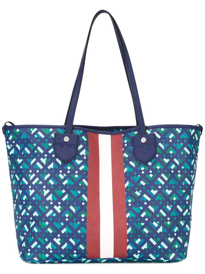 Bally Printed Canvas Tote, Women's, Blue, Canvas