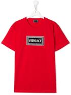 Young Versace Teen Rectangular Logo T-shirt - Red