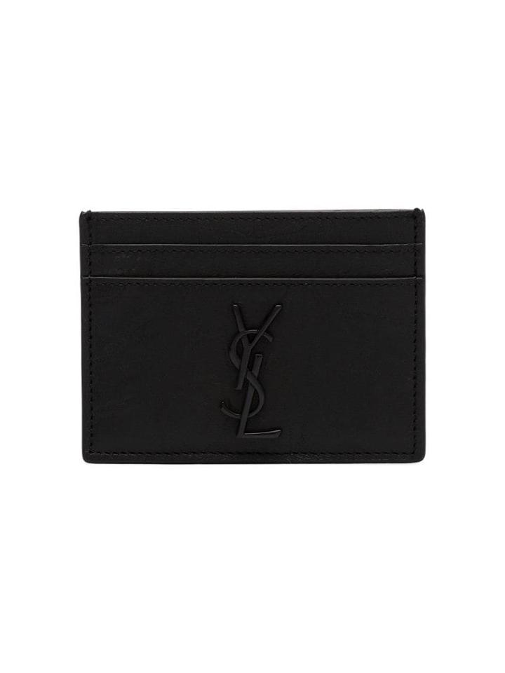 Saint Laurent Black Crocodile Embossed Leather Cardholder