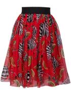 Dolce & Gabbana Pleated Zebra Print Skirt - Red