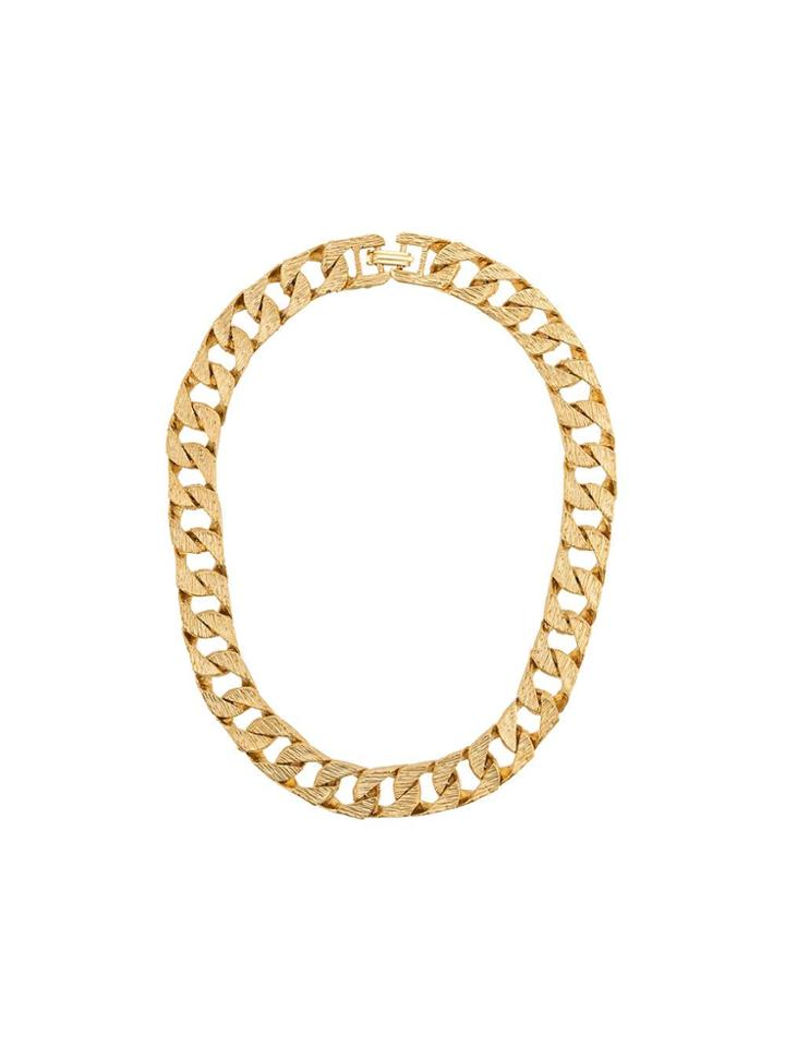 Susan Caplan Vintage 1990 Textured Chain Necklace - Gold