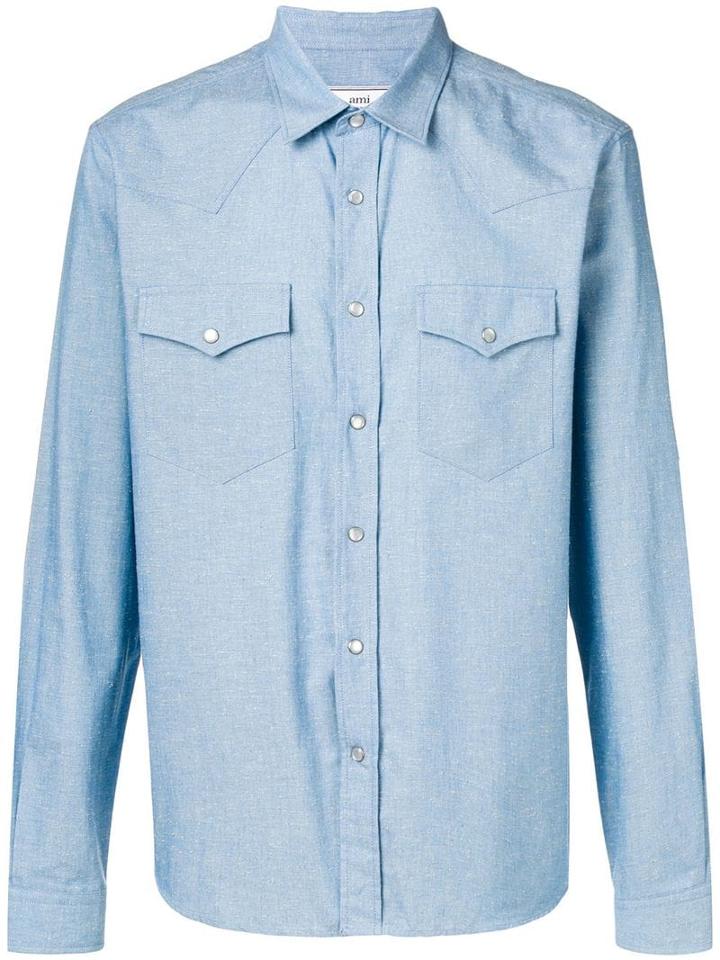 Ami Paris Snap Buttons Shirt - Blue
