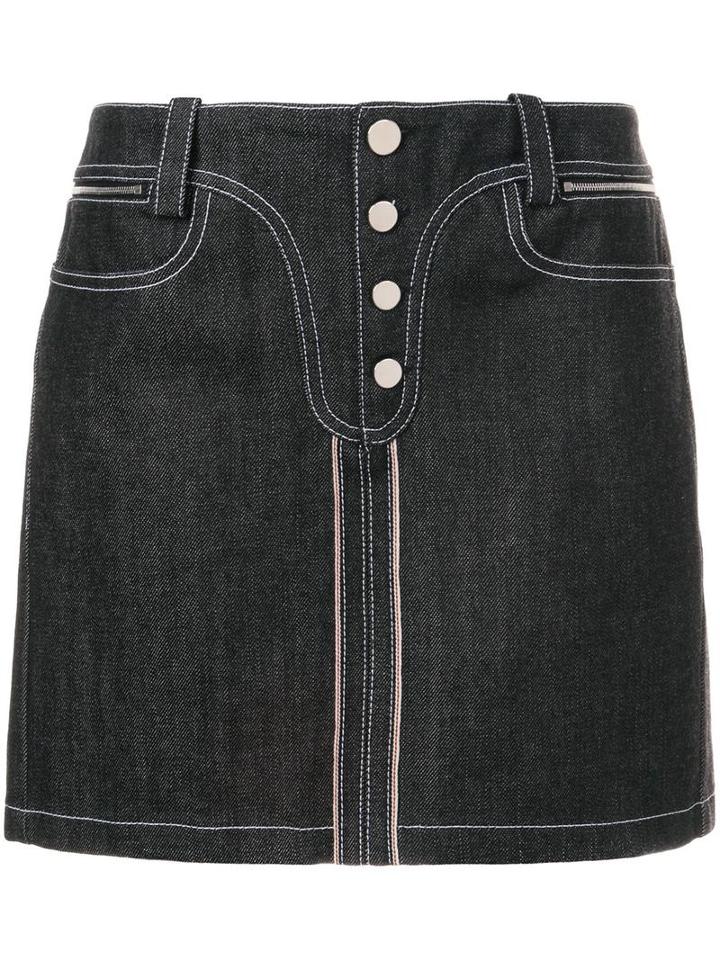 Paco Rabanne Mini Denim Skirt, Women's, Size: 38, Black, Cotton