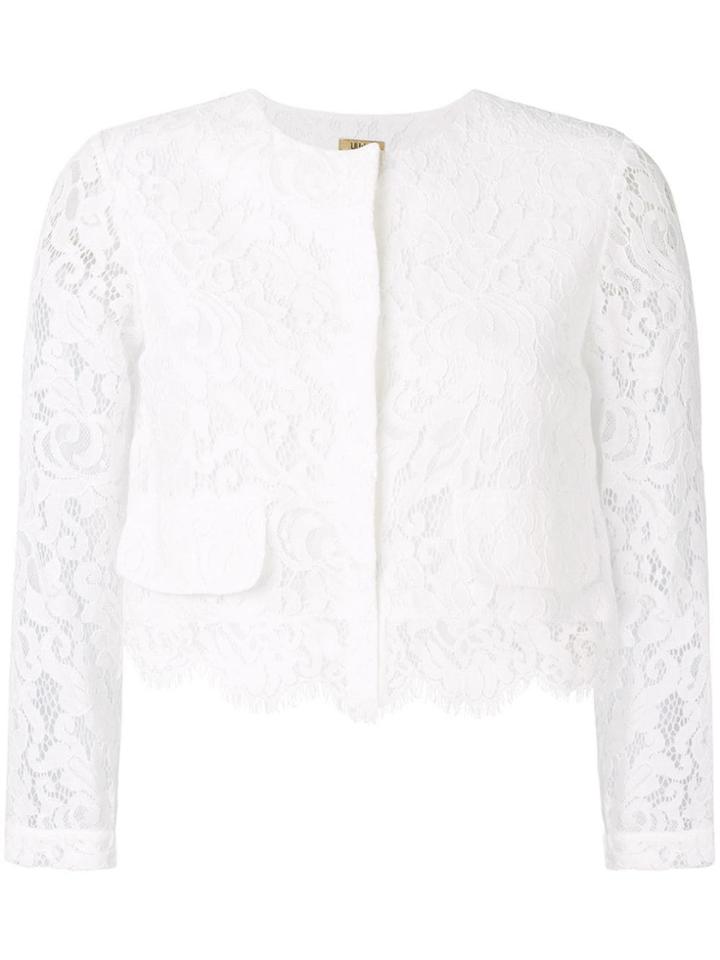 Liu Jo Lace-detail Cropped Jacket - White