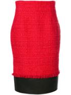 Alexander Mcqueen Soft Tweed Midi Skirt - Red