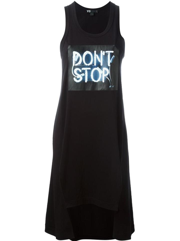 Y-3 Long Don T Stop Print Tank Top, Women's, Size: M, Black, Cotton