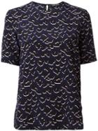 Markus Lupfer Leopard Print Blouse, Women's, Size: Large, Blue, Silk