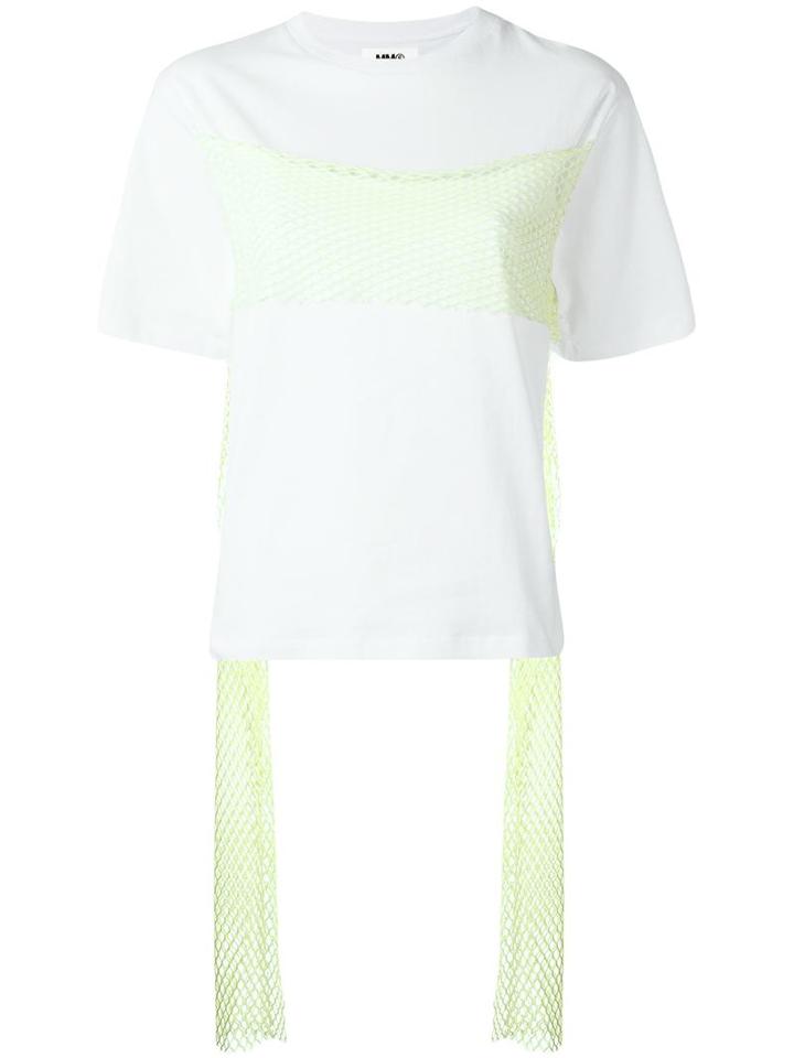 Mm6 Maison Margiela Mesh Appliqué T-shirt, Women's, Size: Xs, White, Cotton/polyamide/spandex/elastane