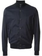 Herno Buttoned Bomber Jacket, Men's, Size: 54, Blue, Polyamide/spandex/elastane