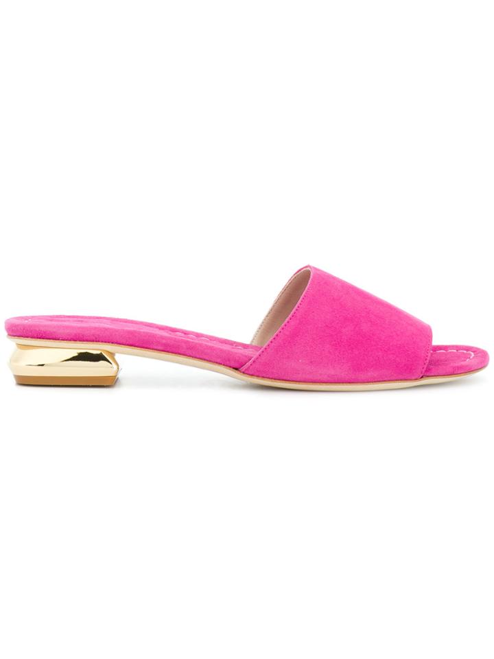 Anna F. Contrast Open-toe Sandals - Pink & Purple