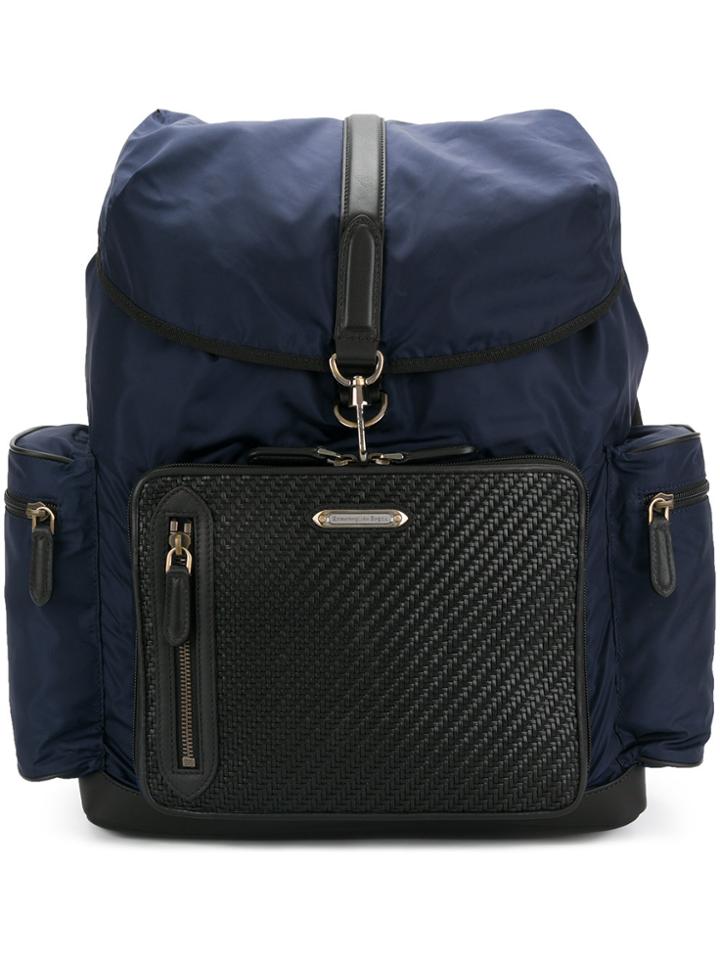 Ermenegildo Zegna Wide Compartment Backpack - Blue