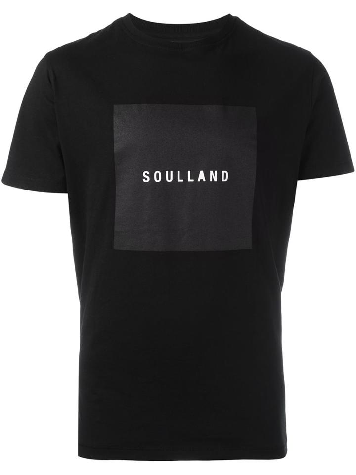 Soulland Logo Print T-shirt, Men's, Size: Medium, Black, Cotton