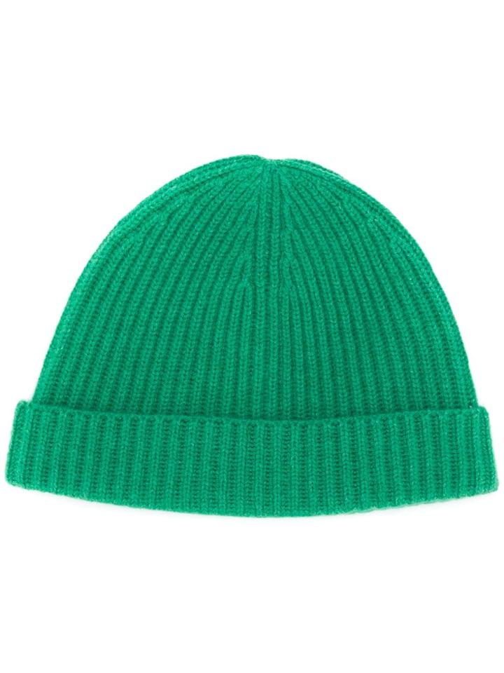 N.peal Ribbed Cashmere Beanie - Green
