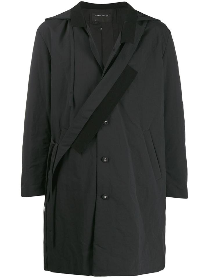 Craig Green Hooded Asymmetric Front Parka - Black
