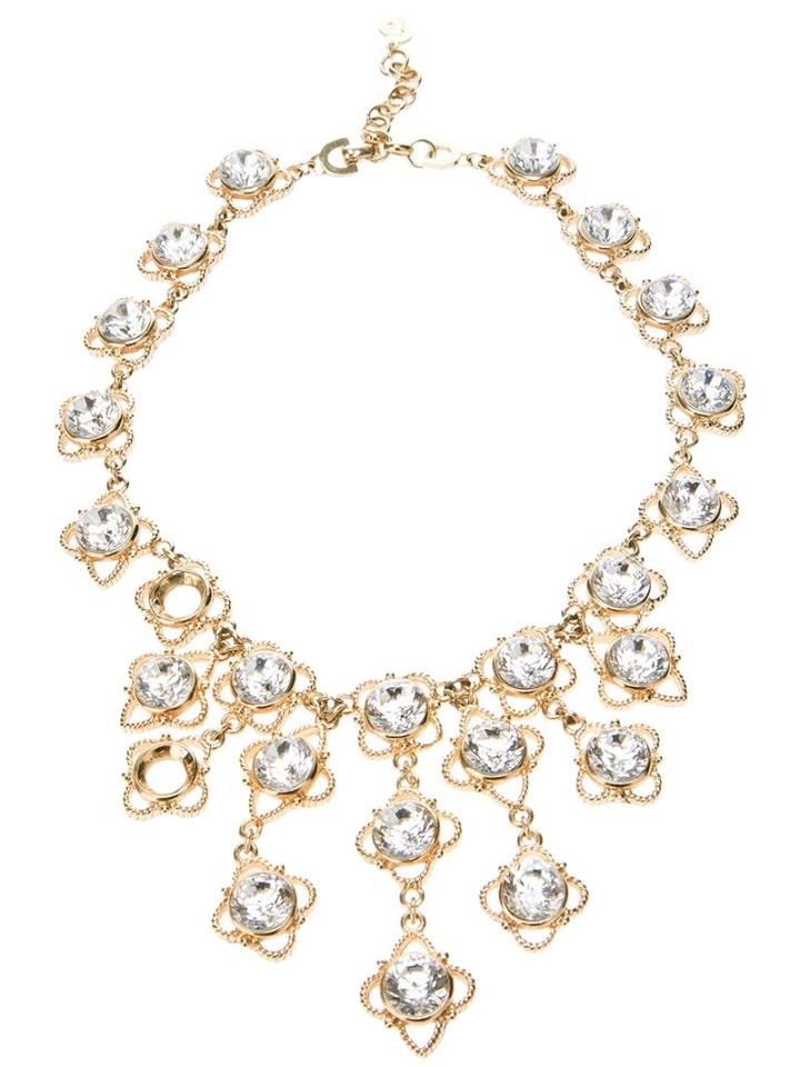 Christian Dior Vintage Embellished Bib Costume Necklace, Women's, Metallic