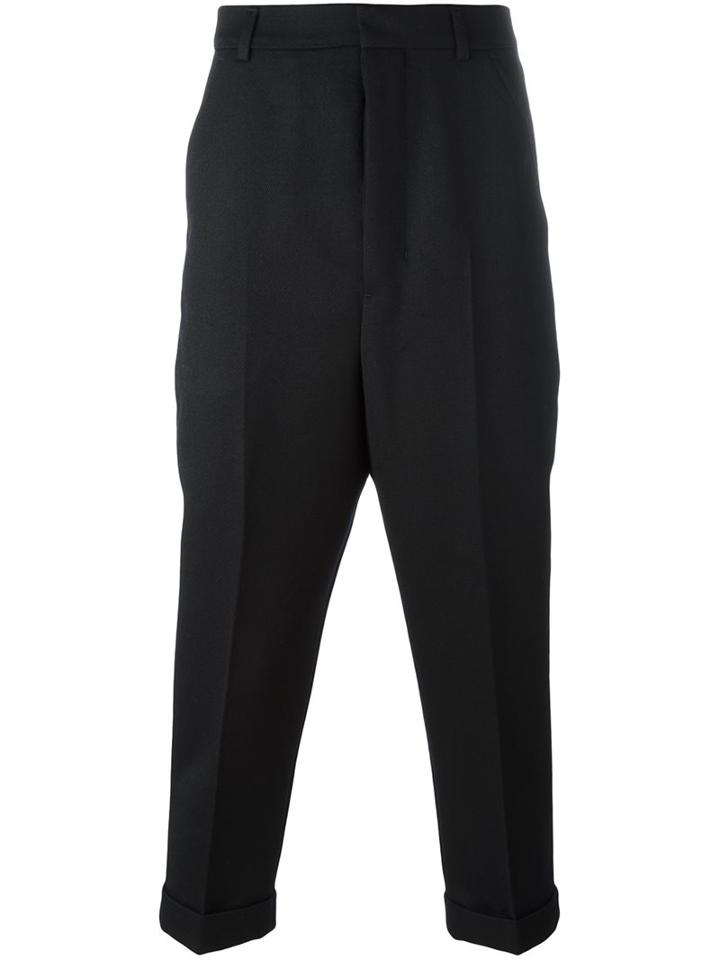Ami Alexandre Mattiussi Drop Crotch Pants, Men's, Size: 38, Blue, Polyester/wool