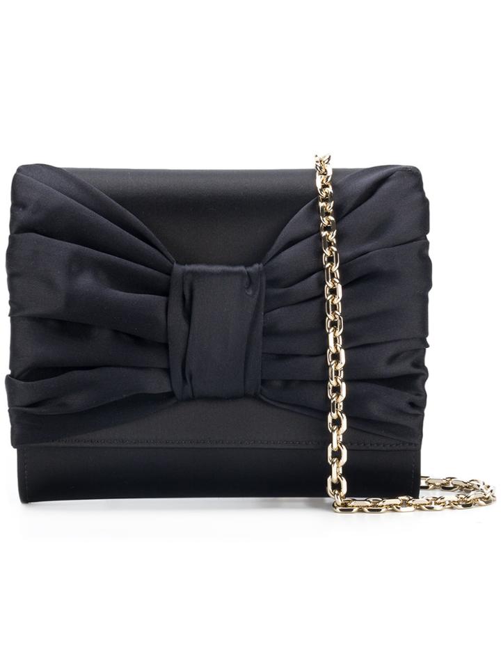 Casadei Draped Bow Clutch - Black