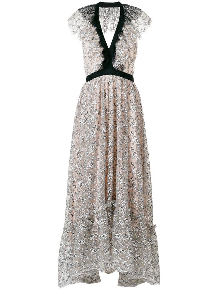 Philosophy Di Lorenzo Serafini Embroidered Sleeveless Ruffle Dress -