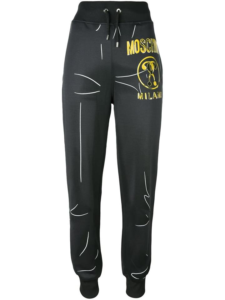 Moschino Trompe-l'oeil Logo Trackpants, Women's, Size: 42, Grey, Cotton/polyester/rayon/other Fibers