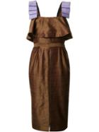Maki Oh Ribbon Strap Midi Dress, Women's, Size: Small, Brown, Silk/polyester