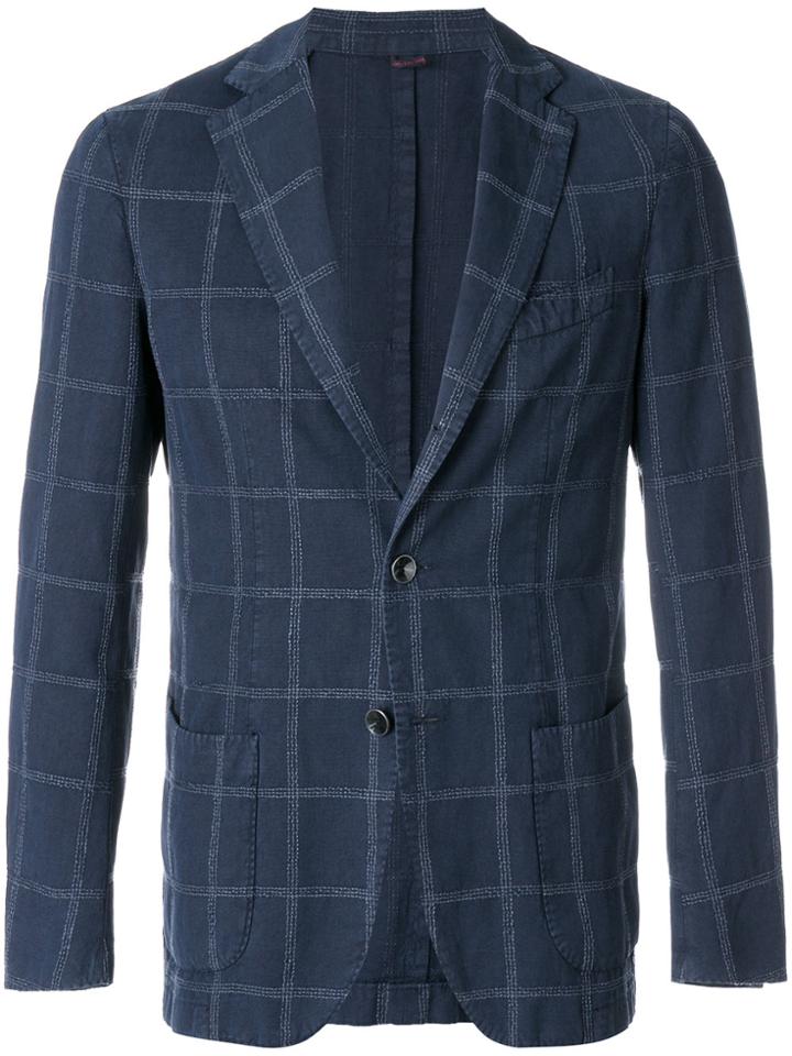 Biagio Santaniello Grid Pattern Blazer - Blue