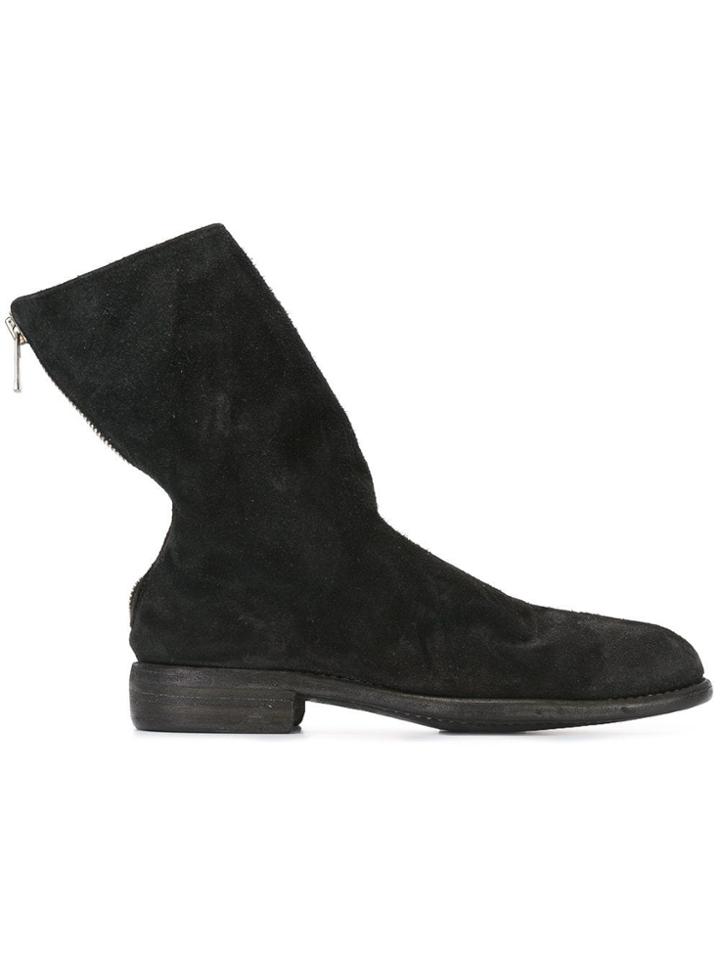 Guidi Reverse Back Zip Mid Boots - Black