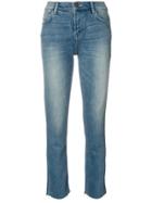 Current/elliott Frayed Hem Cropped Jeans - Blue
