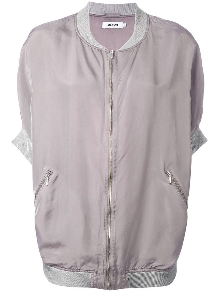 Marios - Short-sleeve Bomber Jacket - Women - Acetate/cupro/viscose - Xs, Grey, Acetate/cupro/viscose