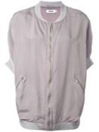 Marios - Short-sleeve Bomber Jacket - Women - Acetate/cupro/viscose - Xs, Grey, Acetate/cupro/viscose