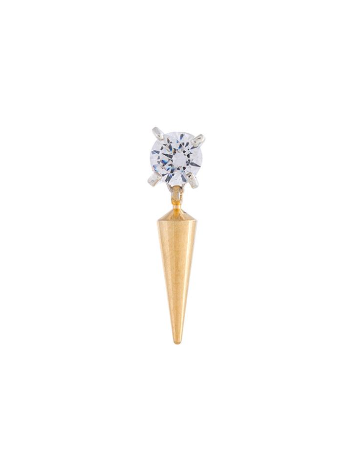 E.m. Crystal Stud Drop Spike Earring - Metallic