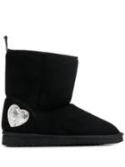 Love Moschino Silver Heart Detail Ugg Boots - Black