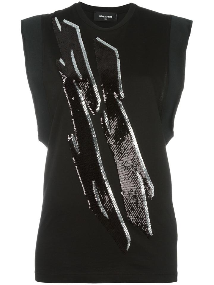 Dsquared2 Tiger Flash Sequinned Sleeveless Top - Black